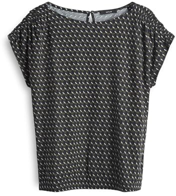 OPUS Damen Kurzarmshirt | SEKADI MINIMAL Regular Printshirt aus fließender Viskose Coal Blue, 36