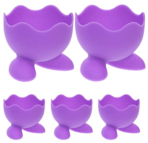 ULTECHNOVO Lot De 5 Coquetiers en Silicone Pieds, Compatible Œufs Durs, Couleurs Aléatoires, Matériau Silicone Alimentaire, La Cuisine Et Salle De Bain