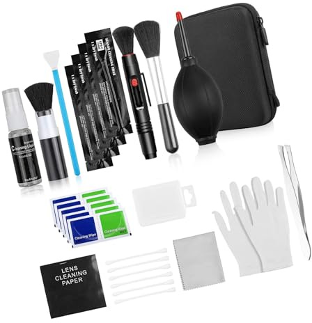 Juego de limpieza profesional para cámara réflex digital con hisopos, paño de microfibra, bolígrafo limpiador para cámaras, accesorios, soplador DSLR portátil