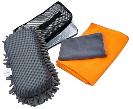 SOPOTUTU Car Cleaning Kit Set with Ultra Absorbent Sponge and Microfiber Cloth for Automotive Scrubbing Washing Drying and Polishing Lightweight and Versatile for Home and Outdoor Use