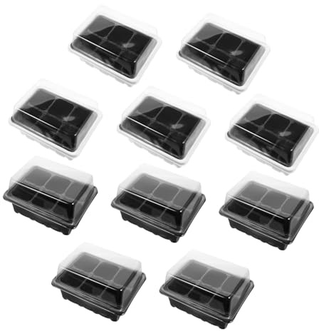 AKOOSY 10sets Vassoi di Avviamento in Materiale di sul Fondo per Migliorare La Respirazione delle Piante Kit di Propagazione per Ortaggi Fiori e Frutta Coperchio Trasparente per Massima