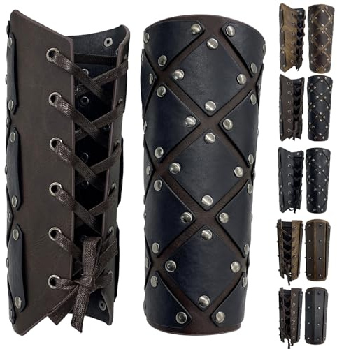 AUNGCSHE Mittelalterliche Armschienen, Retro Armschützer Aus Kunstleder, Söldnerhandschuh aus Kunstleder, Vintage Armschützer Geeignet LARP