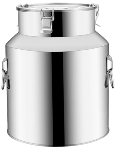 Hbbgdiy Lata de Leche, Cubo de Acero Inoxidable 304 de 5 litros con Tapa y Hebilla Segura y Anillo de elevación, Cubo hermético para Miel con Pico, Jarra de Leche para Alimentos, líquidos, Vino.