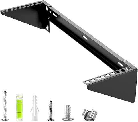 Soporte Rack de Pared 3U 19 Pulgadas - Montaje Vertical y Bajo Escritorio, Soporte de Acero para Servidor, Switch de Red, Panel de Parcheo o Servidor, Soporta hasta 55 kg, Incluye Herrajes de Montaje