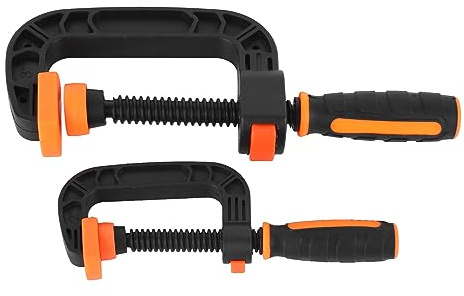 Serre - joints en C 2 Pouces 3 Pouces, 2 Pièces, Réglables avec Bouton de Libération Rapide, Poignées Antidérapantes, Ergonomiques pour Projets de Menuiserie - Plastique Robuste,