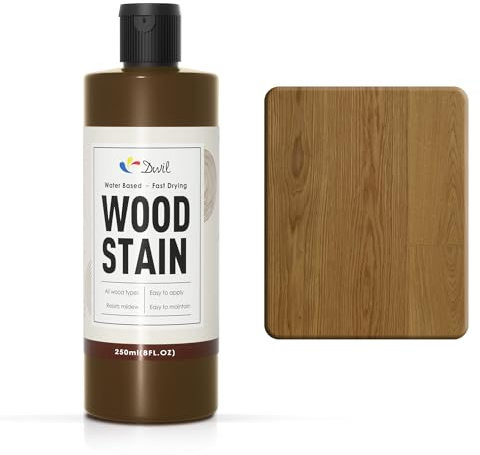 DWIL Wood Stain (Natural Oak) Water Based, Fast Drying, Low Odour, Non-Toxic, Easy Application for Indoor & Outdoor Furniture, Cabinets and Wood Surfaces-250ml