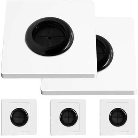 HOMOCONO Cache Prise Murale Lot de 5 Plaques Passe-Câble en Plastique Blanc Joint en Caoutchouc pour Dissimulation de Câbles Mur, Adapté Bureau et Salon