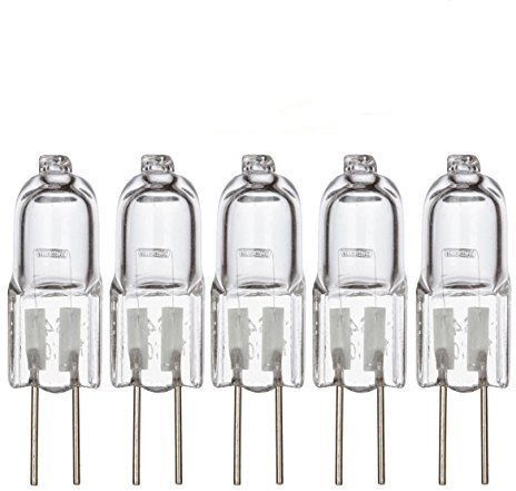 Simba Lighting Halogen G4 T3 5 Watt 50lm Bi-Pin Bulb 12 Volt A/C or D/C for Accent Lights, Under Cabinet Puck Light, Chandeliers, Track Lighting, 5W 12V 2 Pin JC Warm White 2700K Dimmable, 5-Pack