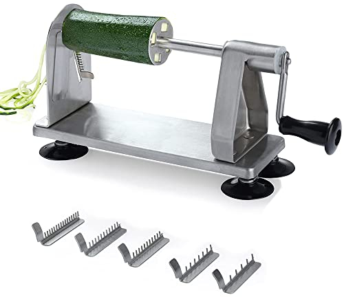 Homarden Affettatrice Professionale A 5 Lame In Acciaio Inox - per Zucchine E Cipolle - Attrezzo Perfetto per Creare Spaghetti Di Verdura, Julienne e Altre Forme