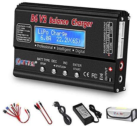 LiPo Balance Ladegerät, 1S-6S Digital Discharger Akku Ladegerät 80W 6A für Li-Ion Life NiCd NiMH LiHV PB Smart Akku, Dekanstecker + Netzteil