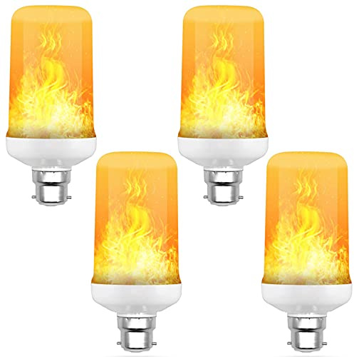 B22 2W 3W 5W Flame Lamp Bulbs LED Dynamic Flame Effect Fire Light Bulb Indoor Outdoor Decor Flickering Emulation LED Blub(4pcs),5W