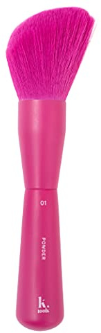 KRASH TOOLS Brocha 01 POLVOS | POWDER Brocha para Fijar y Sellar Maquillaje de Cara Cuello Escote - Polvo Traslúcido Colorete Contorno - Pincel Pelo Sintético - Tamaño Viaje - Vegano y Cruelty Free
