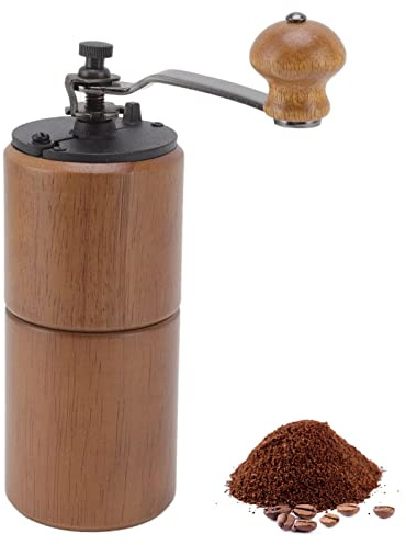 Natudeco Manuelle Kaffeemühle Handkaffeemühle Handbetriebene Kaffeebohnenmühle aus Holz mit verstellbarem Mahlgrad für Zuhause Restaurant Cafe Reisen