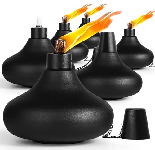 ZSPENG 6 Pack Metal Table Top Torches,24.5 oz Citronella Torches for Outside,Refillable Flame Light Torch with Wicks and Covers, Landscape Lanterns Torches for Party, Garden Decor,DIY