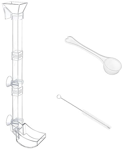 Tubo de Alimentación de Camarones con Cepillo de Limpieza y Cuchara de alimentación Acrílico Transparente Aquarium Feeding Dish para Camarones Pescado 38cm