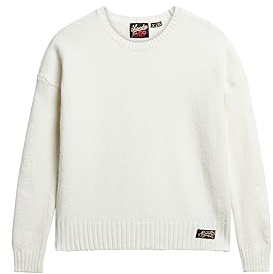 Superdry Damen Essential Pullover mit Rundhalsausschnitt Ecru 38