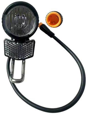 Electric Bike Headlight for Night Riding 3 Pins Connector LED Front Light - 12V 24V 36V 48V Waterproof Ultra Bright Bike Safety Light for EBike Mounting on Front Fork