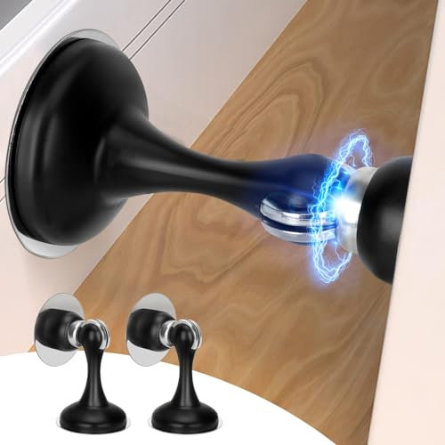 Magnetische Türstopper Schwarz Magnetischer Türschnäpper Türhalter zum Öffnen der Tür ohne Bohren Türstopper mit Klebebändern Türstopper für Wand- und Bodenmontage