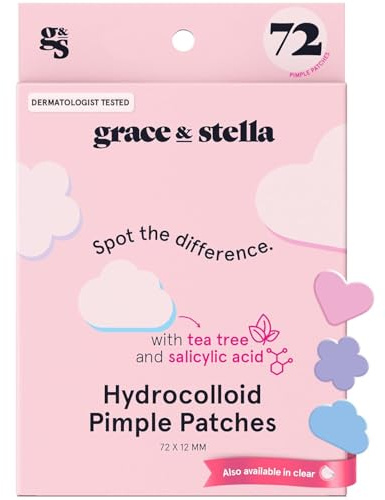 grace & stella Award Winning Pimple Patches Salicylic Acid (Multishape, 72 Count) - Dermatologist Tested Hydrocolloid Spot Patches for Blemish Treatment that Help Protect Acne & Reduce Redness - Vegan