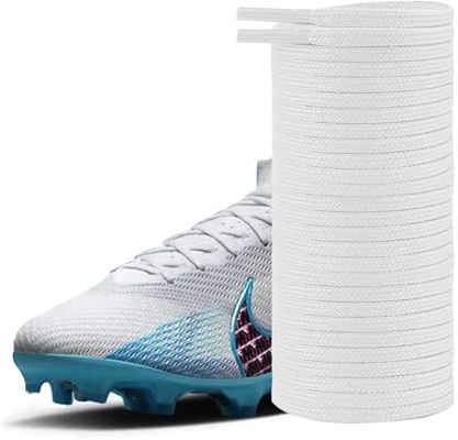 UamGlsob Lacets Plats Ultra Résistants 4 mm pour Football Mercurial, Cordon de Remplacement pour Bottes de Foot à Crampons (White, 47/120cm)