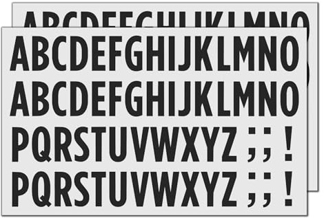 30 Set, 25 mm - Lettere Adesive Nere Alfabeto, Impermeabile Vinile - Nero