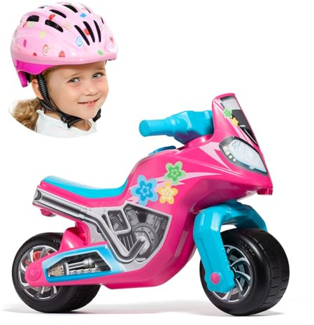 MOLTO | Moto Molto Cross Race + Helm rosa | für alle Arten von Gelände | Sicheres und langlebiges Kinderspielzeug | Fördert die gesunde Entwicklung von Jungen und Mädchen | +18