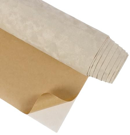 CRE8TIVE Carta da parati in velluto beige floccato, stacca e attacca, in feltro floreale, carta da parati autoadesiva per soggiorno, vintage, in vinile, per mobili, fai da te, armadietti, 30 cm x 200