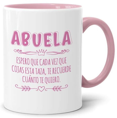 LOZACHE Taza Abuela de Café, Idea Regalo para Super Abuela Cumpleaños, Navidad, Dia de la Madre, 350ml Rosa