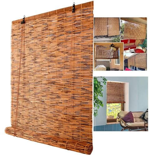 Bamboo Roll up Blinds with Lift, Bamboo Blinds, Bamboo Shades for Patio Outdoor Roller Blinds for Porch,Indoor & Outdoor Privacy Screen,Natural Reed Curtains/Straw Curtains(W130xxH200cm/51x79in)