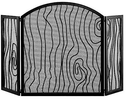 CCKUHN Kaminschirm Kaminschirm Kamin-Funkenschutz Wohnzimmer Metallgeflecht Kaminabdeckung Faltbare Dreiteilige Feuerabtrennung Moderner Kaminschirm (Farbe: B)