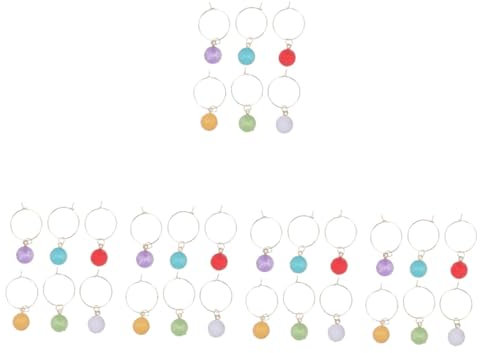 Cabilock 30pcs Vibrant Wine Glass Identifiers Cup Charms Fine Craftsmanship for Celebrations Anniversaries