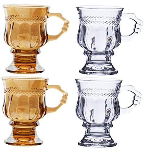 MOTHNUR 4piezas Vasos De Vidrio Creativos Asa Para Cócteles y Postres Estilo Europeo De Diseño Elegante y Multifuncional Para Bebidas y Decoración Del Hogar