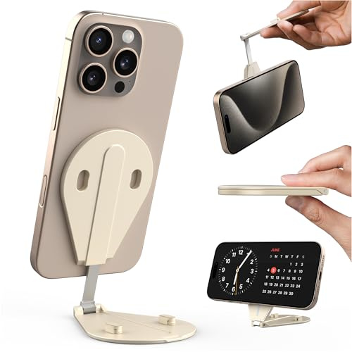 TELESIN° ​​​Magnetic Phone Stand, 4-in-1 Portable Pocket Phone Stand, 300° Rotatable Aluminum Slim Phone Tripod Holder, Foldable Handle Phone Mount for Desk/Vlog/Photography/Selfie/Travel All in One