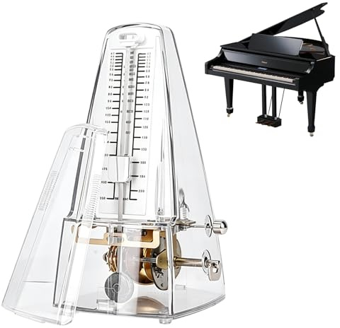 Agrdeed Mechanisches Metronom für Klavier Violine Gitarre Bass, Universales Hochpräzises Metronom, Transparent Hochpräzises Metronom Mechanisches, Lauter Klang, Track Beat und Tempo