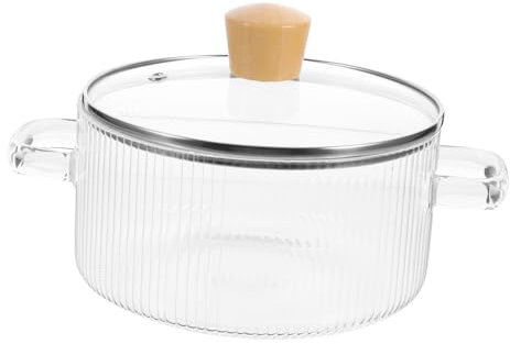 Mikinona Casserole En Verre Transparent 1350 Ml Soupière Verre Résistant Chaleur Avec Couvercle Multifonction Pour Cuisson Soupe Ragoût Maison Ustensiles La Cuisine
