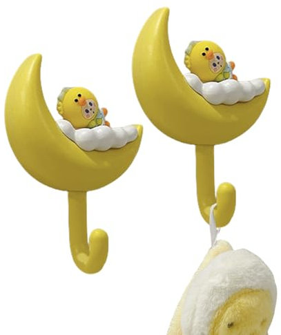 Generico Servitore chiave carino per muro, supporto per tasti di | Ganci della luna,2x gancio adesivo montato a parete per asciugamani di cappelli gioielli senza rintracciare