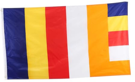 TOYANDONA Buddhistische Flagge Aus Polyester 90x150cm Fünffarbig Für Tempel Und Meditationsräume Langlebige Buddha Flagge Zum Segenssiegel Outdoor Innenbereich