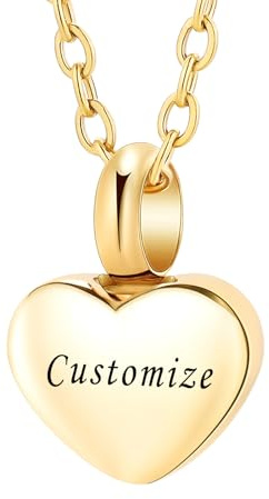 InfuMemo Mini-Herz-Urnen-Halskette für Asche für Damen und Herren, Medaillon, Schmuck mit Andenken, Urne, Gedenk-Aschenschmuck