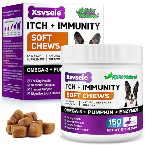 Allergie Relief Dog Treats,Prurito Cane Compresse,Antiallergici Per Cani,Integratori per il Sollievo Della pelle Pruriginosa,Rafforza il Sistema Immunitario,Favorisce la Salute Della Pelle e del Pelo
