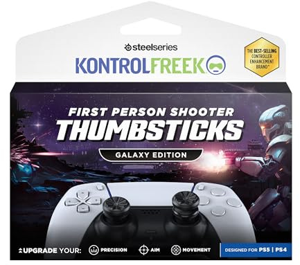 KontrolFreek FPS Freek Galaxy Black Grips para Mando PS5 | Palancas de Precisión y Protector de Joystick para PS5 & PS4 | Aumento de Altura y Aim Assist | Negro