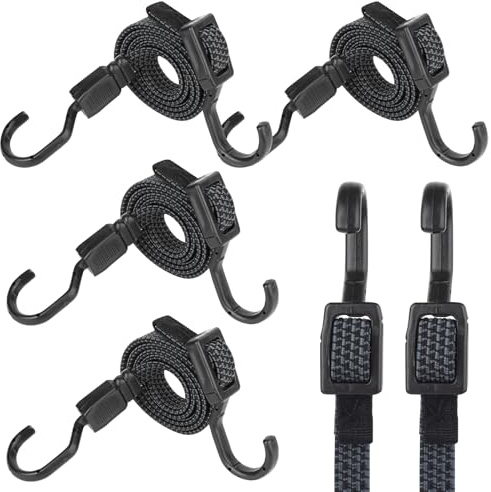 4 stycken justerbara spänngummi med krokar 100 cm, elastisk expander med krok 100 cm, justerbara spännremmar med krokar, bagagespännare breda gummirep för solsegel cykel bagagehållare, svart