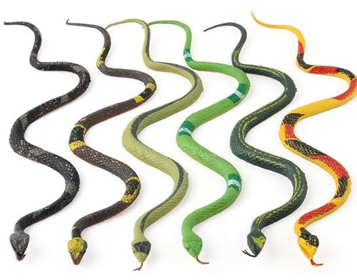 6Pcs Toy Snake Set, Realistic Rubber Snakes for Halloween Party Decorations, Garden Bird Deterrent, Prank Toys, Fake Snakes for Kids and Party Favors, Assorted Colors