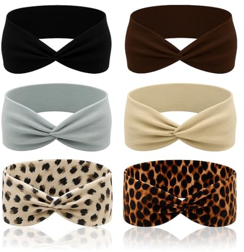 6 Stück Haarband Damen Set, Elastisches Stirnband & Haarreifen, Weiches Haartuch zum Binden, Rutschfestes Bandana für Yoga, Laufen, Fitness, Alltag & Kinder