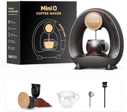 RECAFIMIL Mini cafetera monodosis para café molido, cafetera de una taza rápida con depósito de agua extraíble de 240 ml, cafetera americano (negro)
