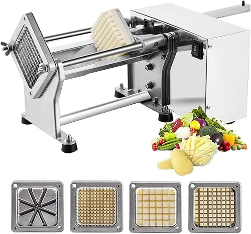 Coupe-Frites électrique avec 6 Mm, 9 Mm, 13 Mm Et 8 Coins, Blade, Machine à Croustiller en Acier Inoxydable