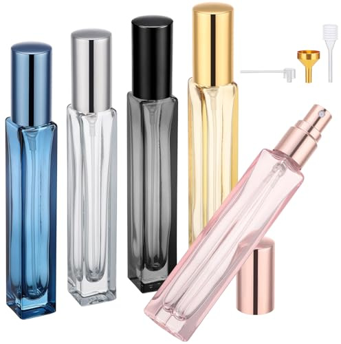 Segus Perfume Atomiser, 5 Pcs 10ml Perfume Travel Bottle, Travel Aftershave Bottle, Refillable and Leakproof, Glass Aftershave Atomiser, Fragrance Decanter for Daily, Business Trips