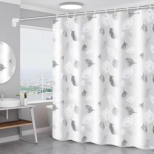 Shower Curtain Mould Proof Mildew Resistant 180cm*180cm 100% PEVA Waterproof Quick-Drying Washable Bathroom Curtain with Curtain Grommets Hooks Foliage Water Repellant Fabric Bathroom Bathtub curtains