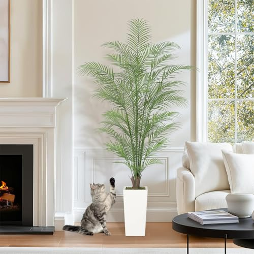 Garvee Palma Areca Artificiale 6FT/180cm in Vaso Alto, Foglie PE Dense, Pianta Finta da Interno per Decorazione Moderna