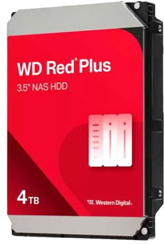 WD Red Plus 4TB NAS Disco Duro Interno 3,5 – 5400 RPM Clase, SATA 6Gb/s, CMR, 128MB Caché