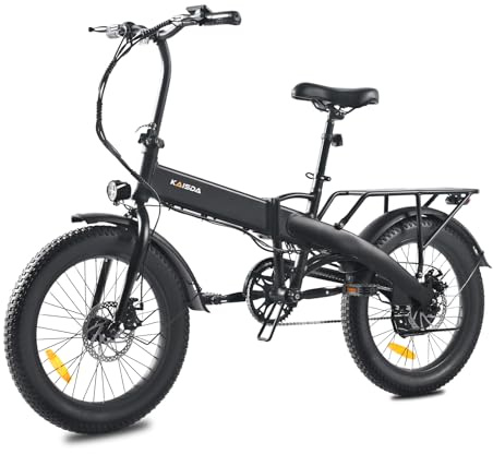 KAISDA E-Bike Klapprad 20 Zoll Elektrofahrrad E-Cityrad, 36V 10.4Ah,20 * 3.0 Zoll Fat Tire bis zu 60km, LCD-Display, Heckgepäckträger, E-CityBike Für Damen und Herren Erwachsene